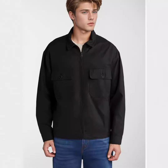 Herren lässige Übergangsjacke mit praktischen klappbaren Taschen R&B