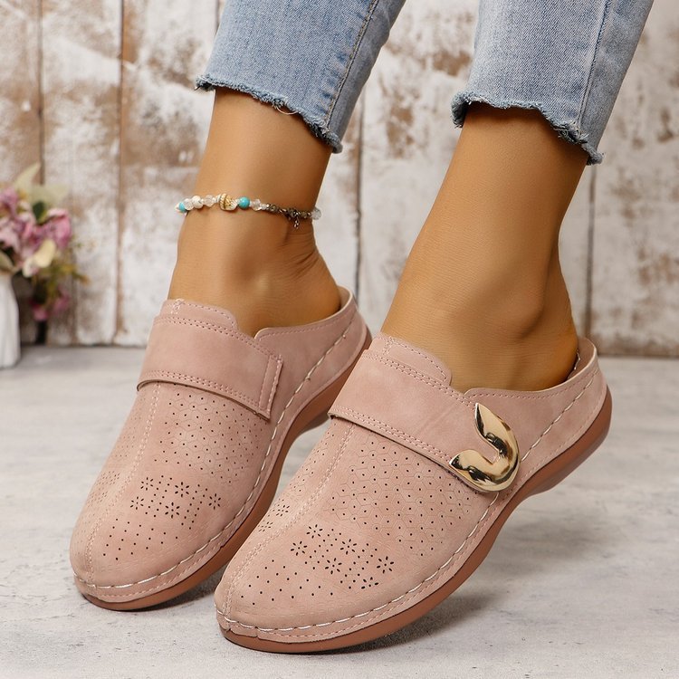 Damen bequeme Clogs mit atmungsaktiver Obermaterialstruktur und modischem Riemchen EB