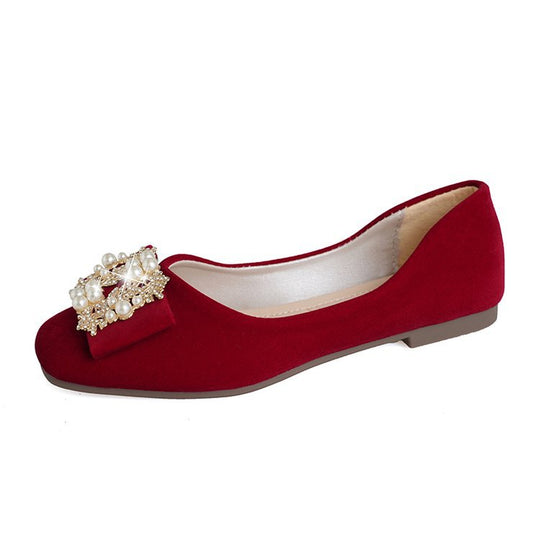 Damen elegante Ballerinas mit funkelndem Schleifen-Design und edlen Strassverzierungen R&B