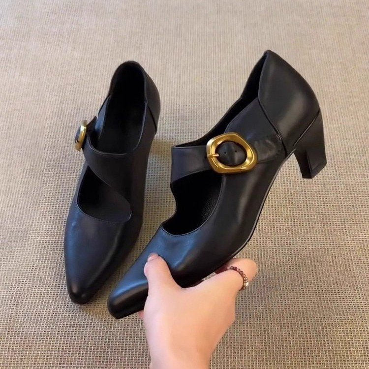 Damen elegante Mary Jane Schuhe mit modischem Schnallenverschluss R&B