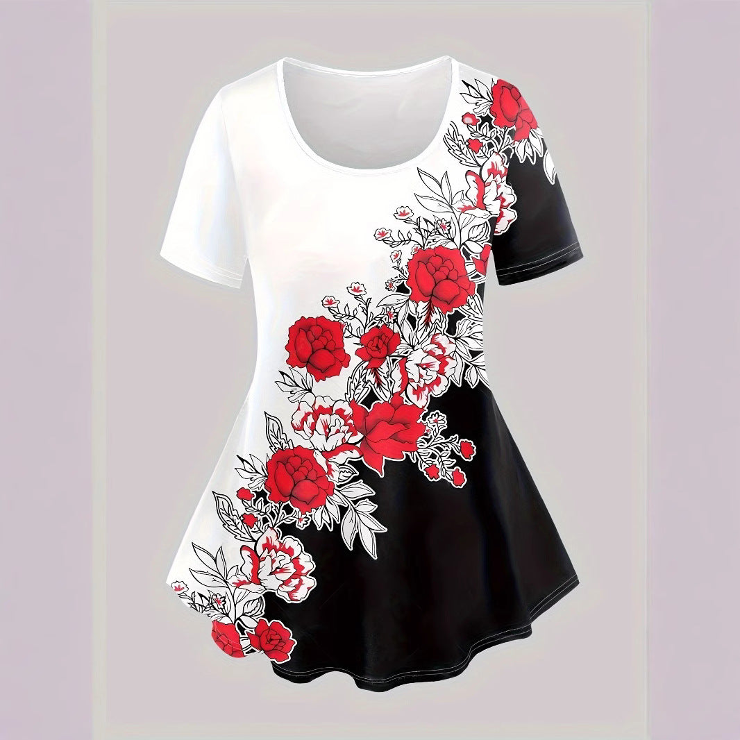 Damen Freizeit-Tunika mit floralem Print und ausgestelltem Schnitt R&B