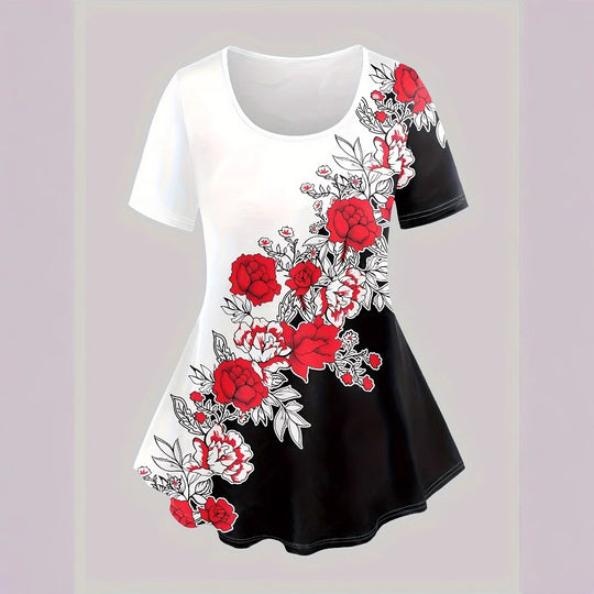 Damen Freizeit-Tunika mit floralem Print und ausgestelltem Schnitt R&B