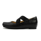 Damen elegante Ballerinas mit elastischen Riemen und glänzender Leder-Oberfläche