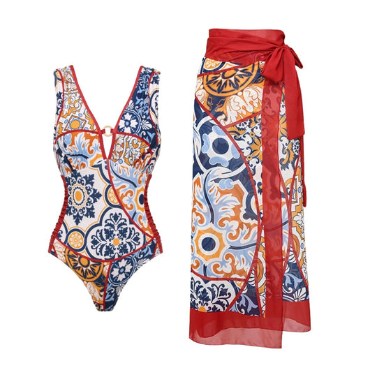 Damen Badeanzug mit eleganter Wickelhose R&B