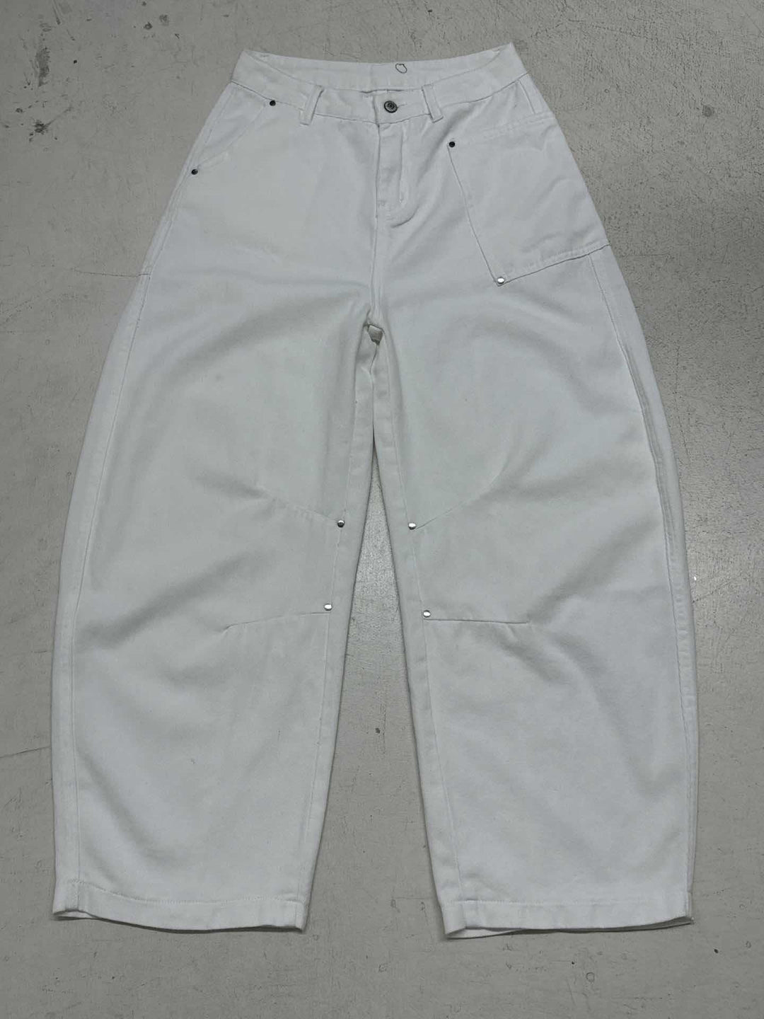 Damen Weite Cargo-Hose mit praktischen Seitentaschen und Hochbund R&B