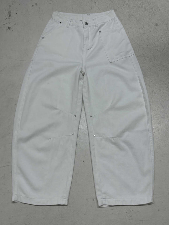 Damen Weite Cargo-Hose mit praktischen Seitentaschen und Hochbund R&B