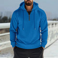 Herren Sportlicher Kapuzenpullover mit kurzem Reißverschluss und atmungsaktiven Einsätzen R&B