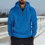 Herren Sportlicher Kapuzenpullover mit kurzem Reißverschluss und atmungsaktiven Einsätzen R&B