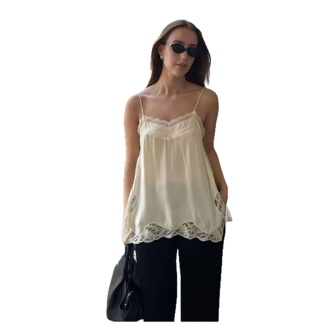 Damen elegantes Spitzentop mit feinen Trägern R&B