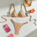 Damen Triangel-Bikini mit verstellbaren Trägern und floralen Mustern