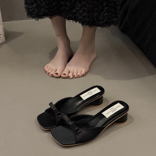 Damen elegante Mules mit dekorativem Schleifenelement und komfortablem Blockabsatz R&B