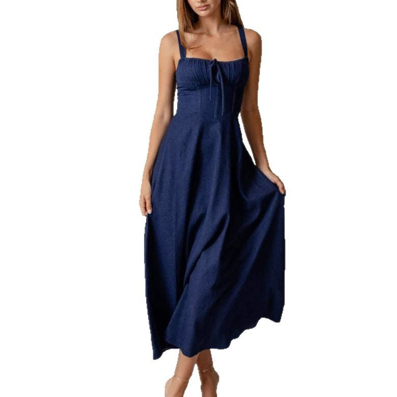 Damen Maxikleid mit raffiniertem Oberteil und schwingendem Rock R&B