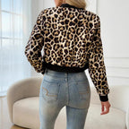 Damen Leoprint Bomberjacke im sportlich-eleganten Stil R&B