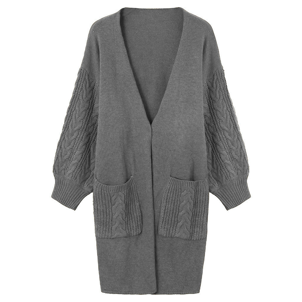 Damen Großer Strickcardigan mit voluminösen Ärmeln und praktischen Taschen R&B