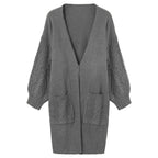 Damen Großer Strickcardigan mit voluminösen Ärmeln und praktischen Taschen R&B