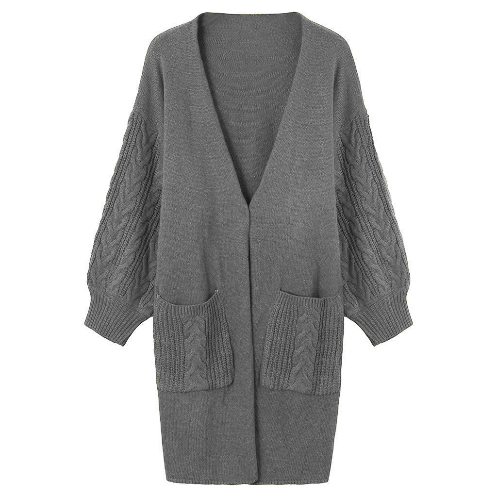 Damen Großer Strickcardigan mit voluminösen Ärmeln und praktischen Taschen R&B