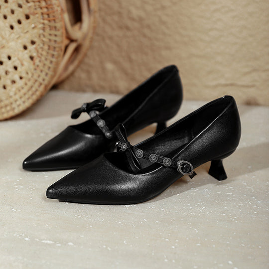 Damen elegante Mary Jane Pumps mit dekorativem Riemen R&B