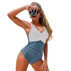 Damen Eleganter Einteiler Badeanzug mit modischem Streifenmuster R&B