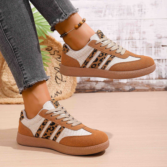 Damen Sportliche Sneaker mit Leoprint und atmungsaktivem Obermaterial R&B