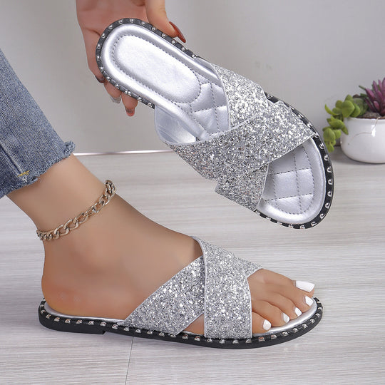 Damen Glamouröse Glitzersandalen R&B