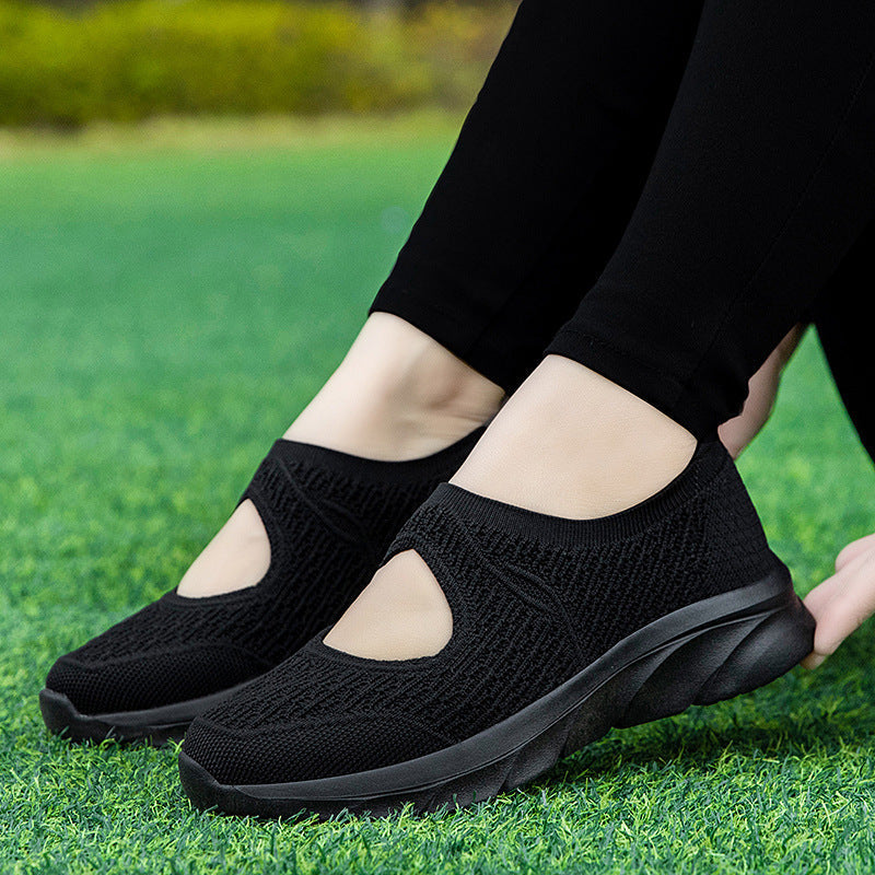 Damen Atmungsaktive Slip-On Sneakers mit elastischem Obermaterial und dämpfender Sohle