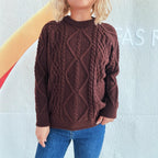 Damen Grobstrickpullover mit strukturiertem Zopfmuster und lässigem Schnitt R&B