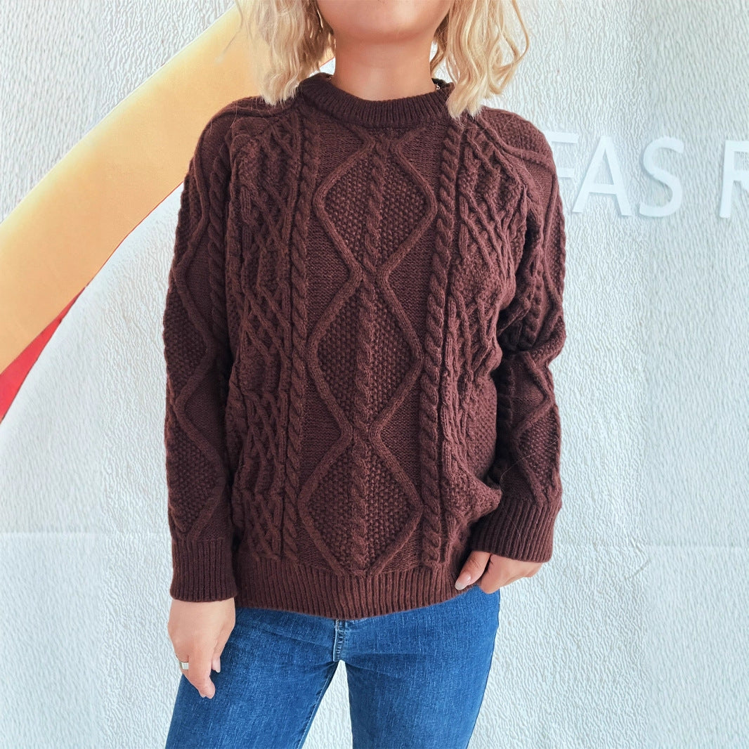 Damen Grobstrickpullover mit strukturiertem Zopfmuster und lässigem Schnitt R&B