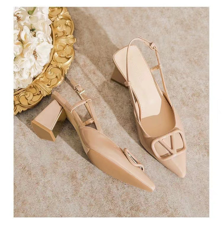 Damen Slingback Pumps mit dekorativen Metallakzenten und komfortablem Blockabsatz R&B