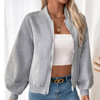 Damen lässige Sweatjacke mit voluminösen Ärmeln R&B