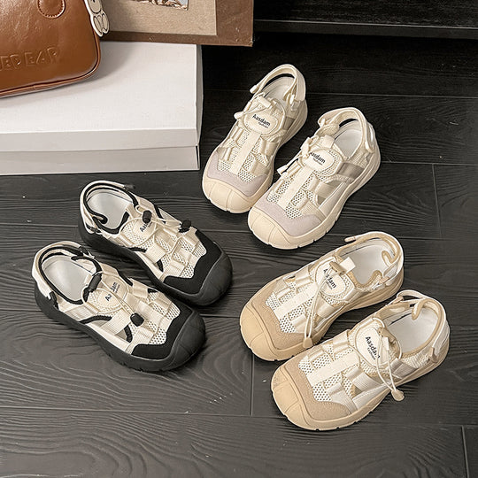 Damen Sportliche Sandalen mit atmungsaktiver Oberfläche und elastischem Schnürsystem R&B