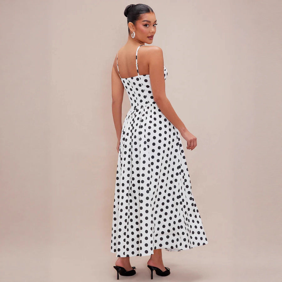 Damen Maxi-Kleid mit punktiertem Design und taillierter Passform R&B