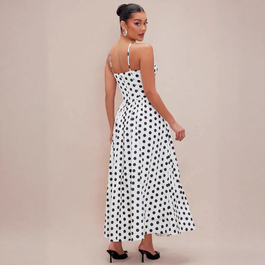 Damen Maxi-Kleid mit punktiertem Design und taillierter Passform R&B