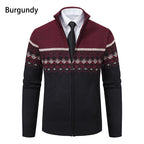 Herren Strickjacke mit modernem Muster und hohem Kragen R&B