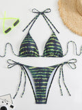 Damen Triangel-Bikini-Set mit verstellbaren Schnürdetails R&B
