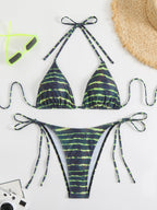 Damen Triangel-Bikini-Set mit verstellbaren Schnürdetails R&B