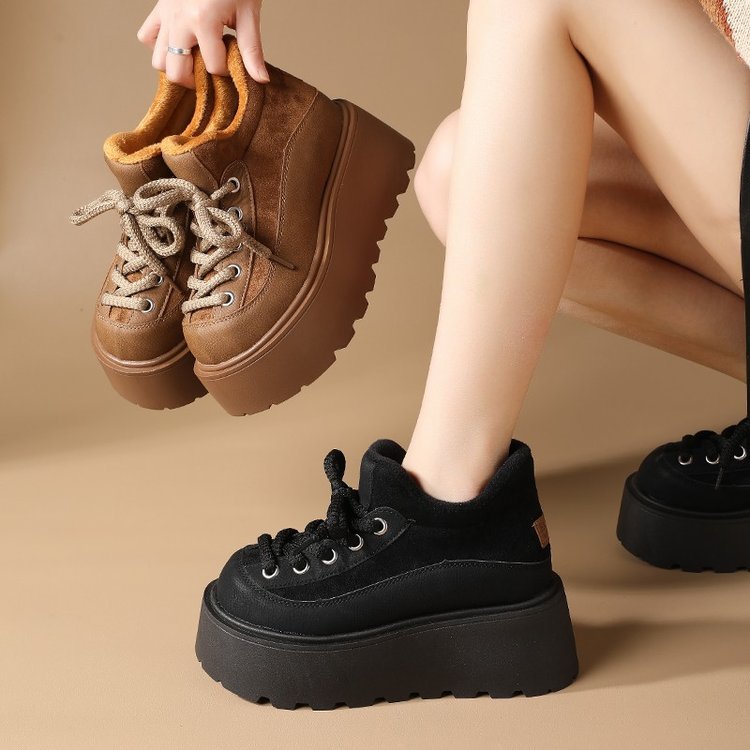 Damen Modische Plateausneaker mit robustem Obermaterial und hochgezogenem Schaft R&B