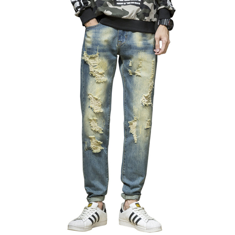 Herren Ripped Slim Fit Jeans im lässigen Streetstyle R&B