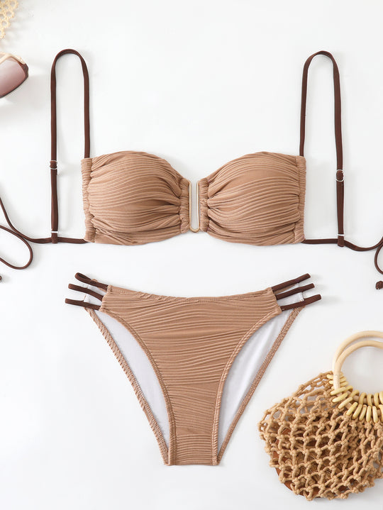 Damen Balkon-Bikini mit raffiniertem Rüschendesign und eleganten Trägern R&B