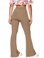 Damen Bootcut-Hose Aus Elastischem Rippmaterial mit Hohem Bund R&B