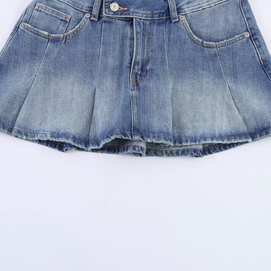 Damen Jeansrock mit plissiertem Design und praktischen Taschen R&B