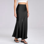 Damen Eleganter fließender Maxirock mit diagonaler Naht R&B