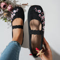 Damen Ballerinas mit floralem Stickdesign und elastischem Riemen R&B