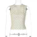 Damen Polka-Dots Trägershirt mit Spitzenrand R&B