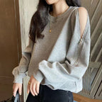 Damen lässiger Oversized Pullover mit offenen Schultern und modernem Design