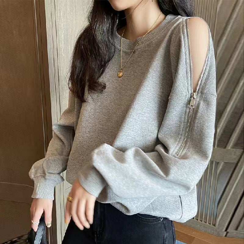 Damen lässiger Oversized Pullover mit offenen Schultern und modernem Design