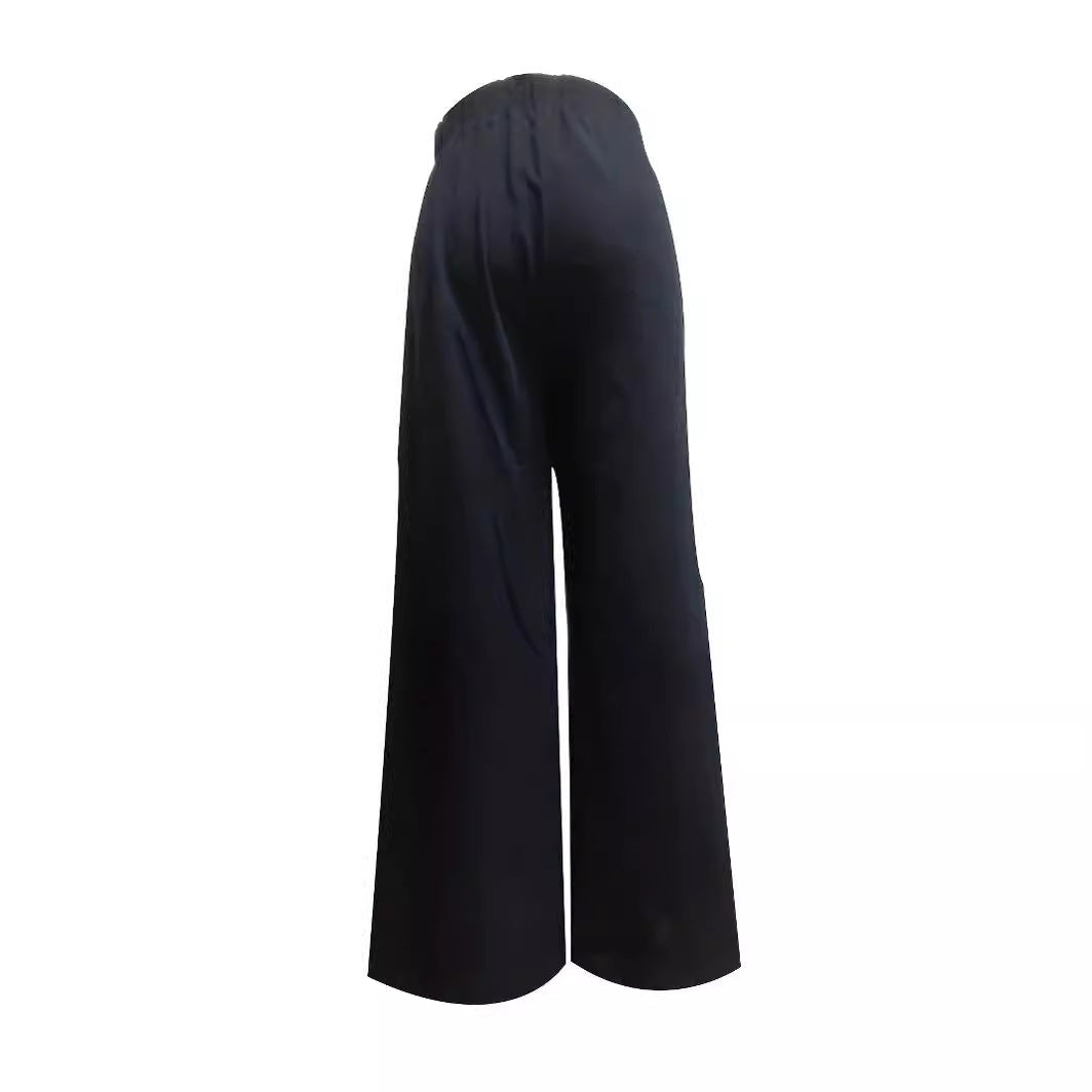Damen Weite Sommertuchhose mit elastischem Bund und Bindegürtel R&B
