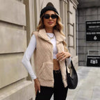 Damen Kuschelige Fleece-Weste mit Kapuze R&B