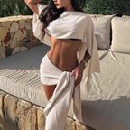 Damen Wickeloberteil mit asymmetrischem Schnitt und eleganten Ärmeln R&B