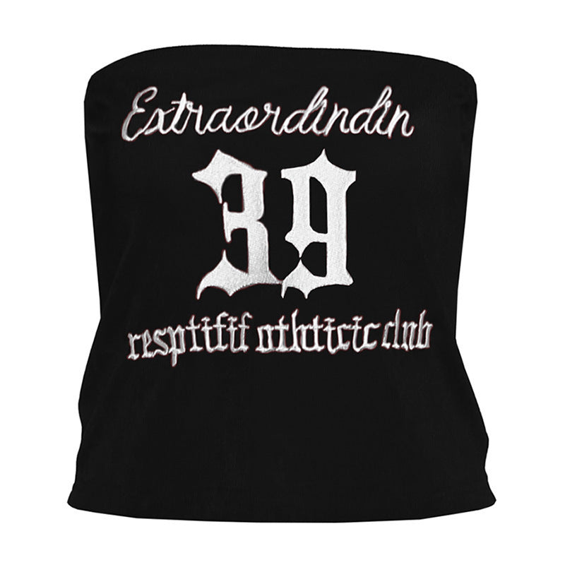 Damen Crop-Top mit kreativem Schriftzug R&B