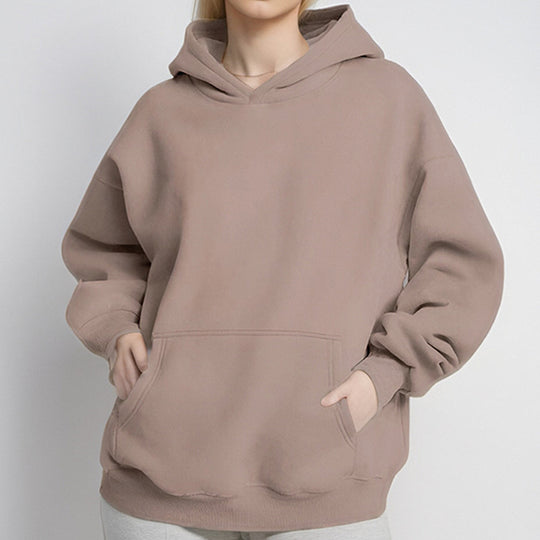 Damen Lockere Kapuzenpullover aus weichem Fleece mit Kängurutasche R&B